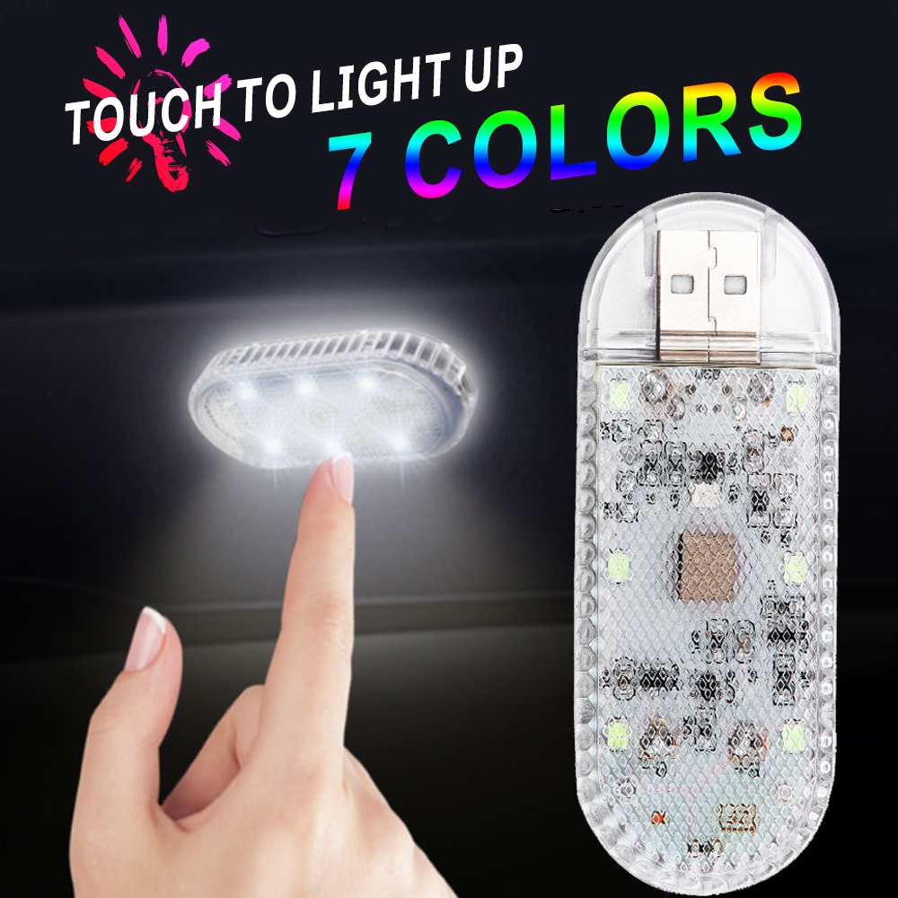 6LED Car Touch Lights Rechargeable Auto Interior Dome Light Roof Ceiling Reading Lamps Trunk USB Direct Charging Mini Lamp