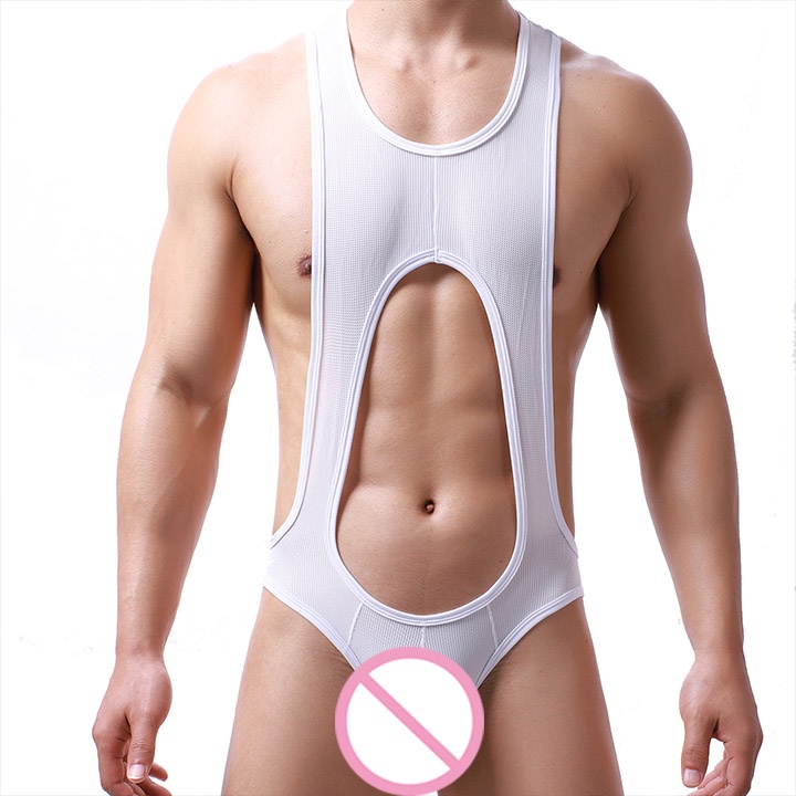 Men's Sexy Mesh Topless Bodysuit