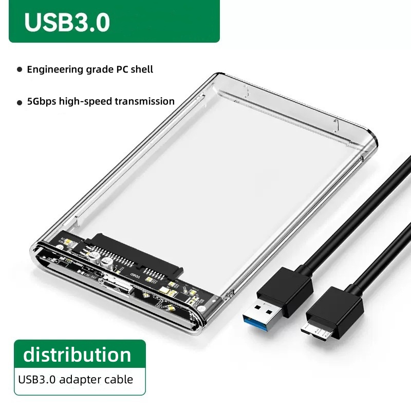 New USB C Type C 3.0/2.0 HDD Enclosure 2.5 inch SATA SSD Hard Drive Case Support 6TB transparent Mobile External HDD